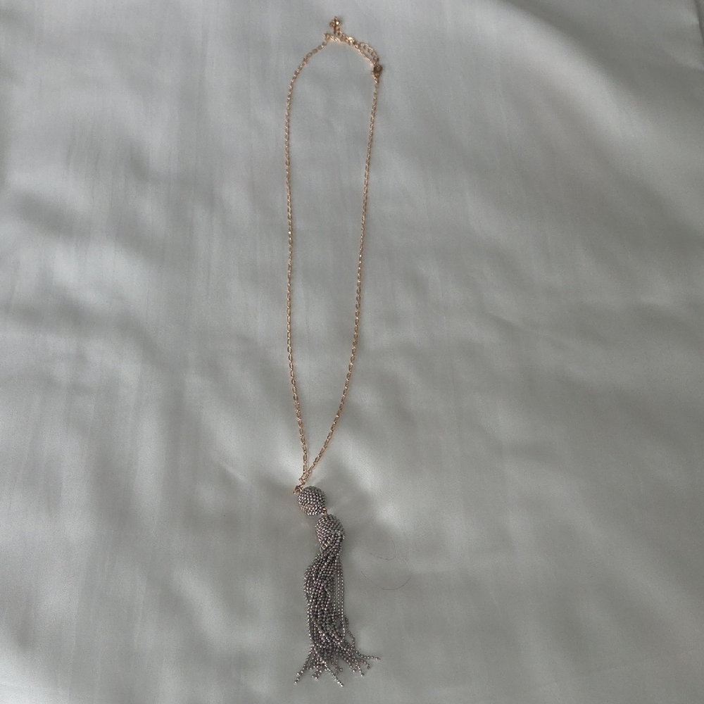Elegant Silver Tassel Necklace